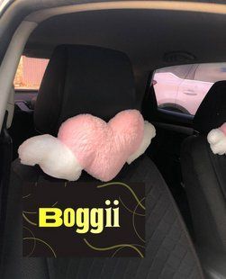 Подушка на авто підголовник "Серце з крилами" рожево - біла 1ШТ. BOGGII00104 фото